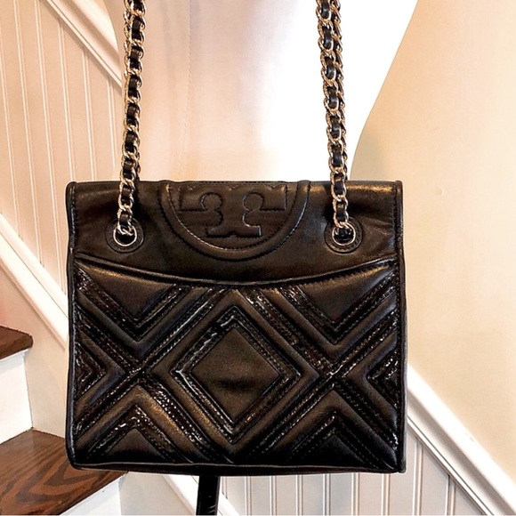 TORY BURCH Black Fleming Geo Diamond Quilted Crossbody Shoulder Bag Clutch - Picture 5 of 17